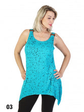 Load image into Gallery viewer, Teal with black speckles sleeveless handkerchief hem
