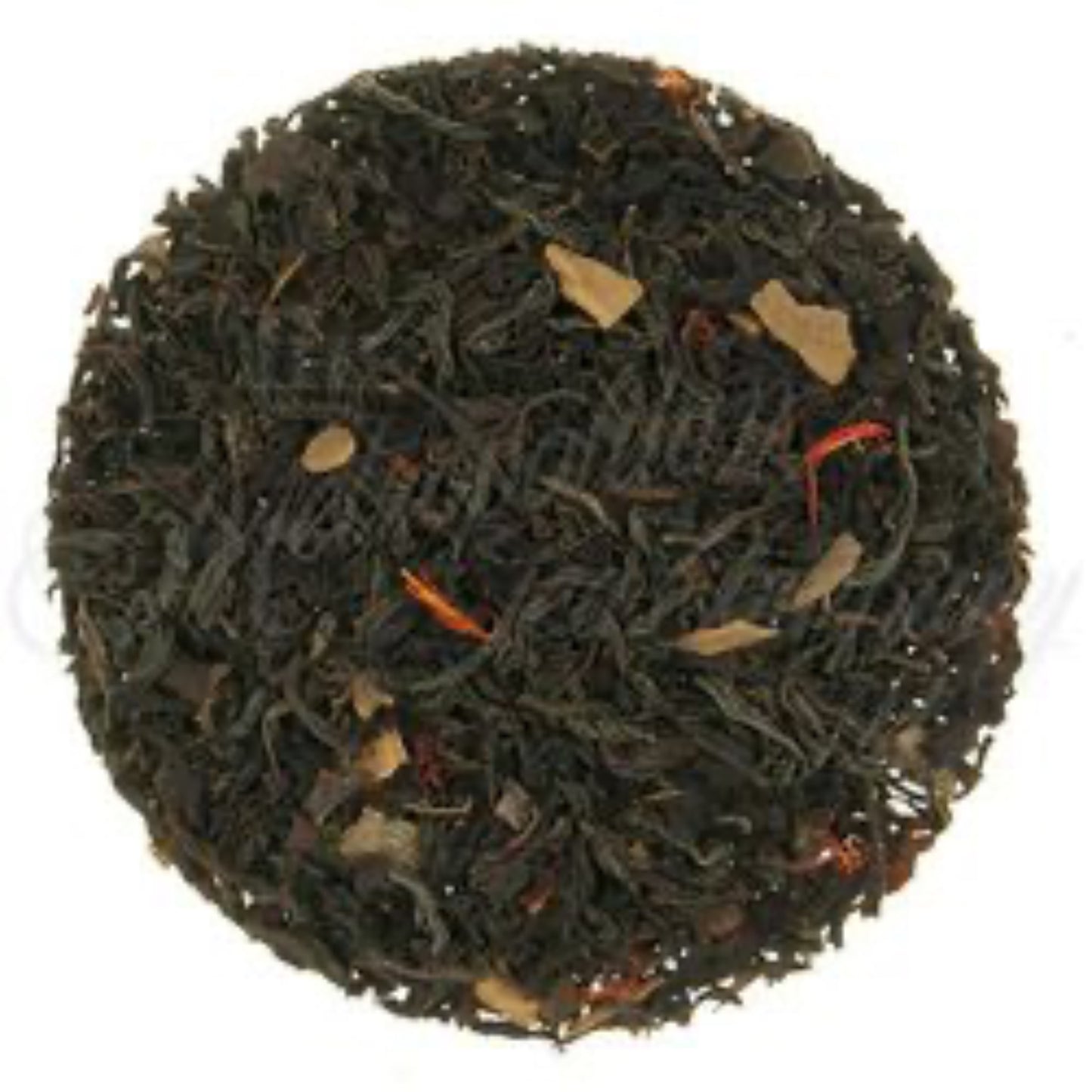 Loose leaf black tea with sprinkles of yellow and orange flower petals