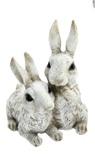 White Bunny Figurine With Two Bunnies.  One Is Whispering To The Other.