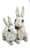 Load image into Gallery viewer, White Bunny Figurine With Two Bunnies.  One Is Whispering To The Other.

