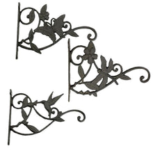 Load image into Gallery viewer, 3 cast iron plant hangers.  Butterfly, dragonfly, hummingbird
